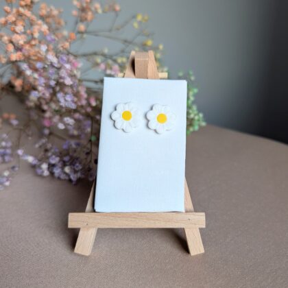 Stokrotki - Ręcznie robione kolczyki z modeliny