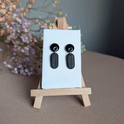 Eleganckie, wiszące, czarne - Ręcznie robione kolczyki z modeliny