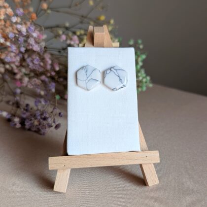 Marmur Minimal 8 - Ręcznie robione kolczyki z modeliny