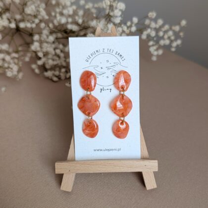 Jesienna kaskada, wiszące - Ręcznie robione kolczyki z modeliny