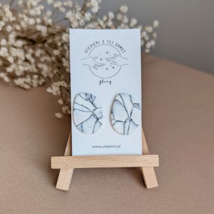 Marmur Minimal 3 - Ręcznie robione kolczyki z modeliny