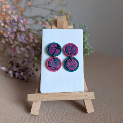 Abstrakcyjne koła - Ręcznie robione kolczyki z modeliny