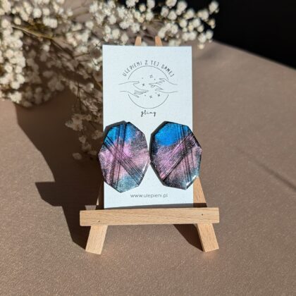 Galaktyczne, duże sztyfty - Ręcznie robione kolczyki z modeliny