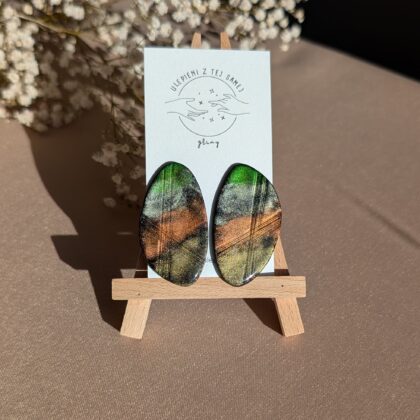 Jesienne, nieregularne owale - Ręcznie robione kolczyki z modeliny