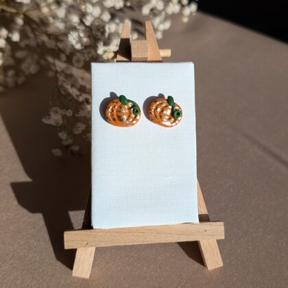 Mini sztyfty dynie - Ręcznie robione kolczyki z modeliny