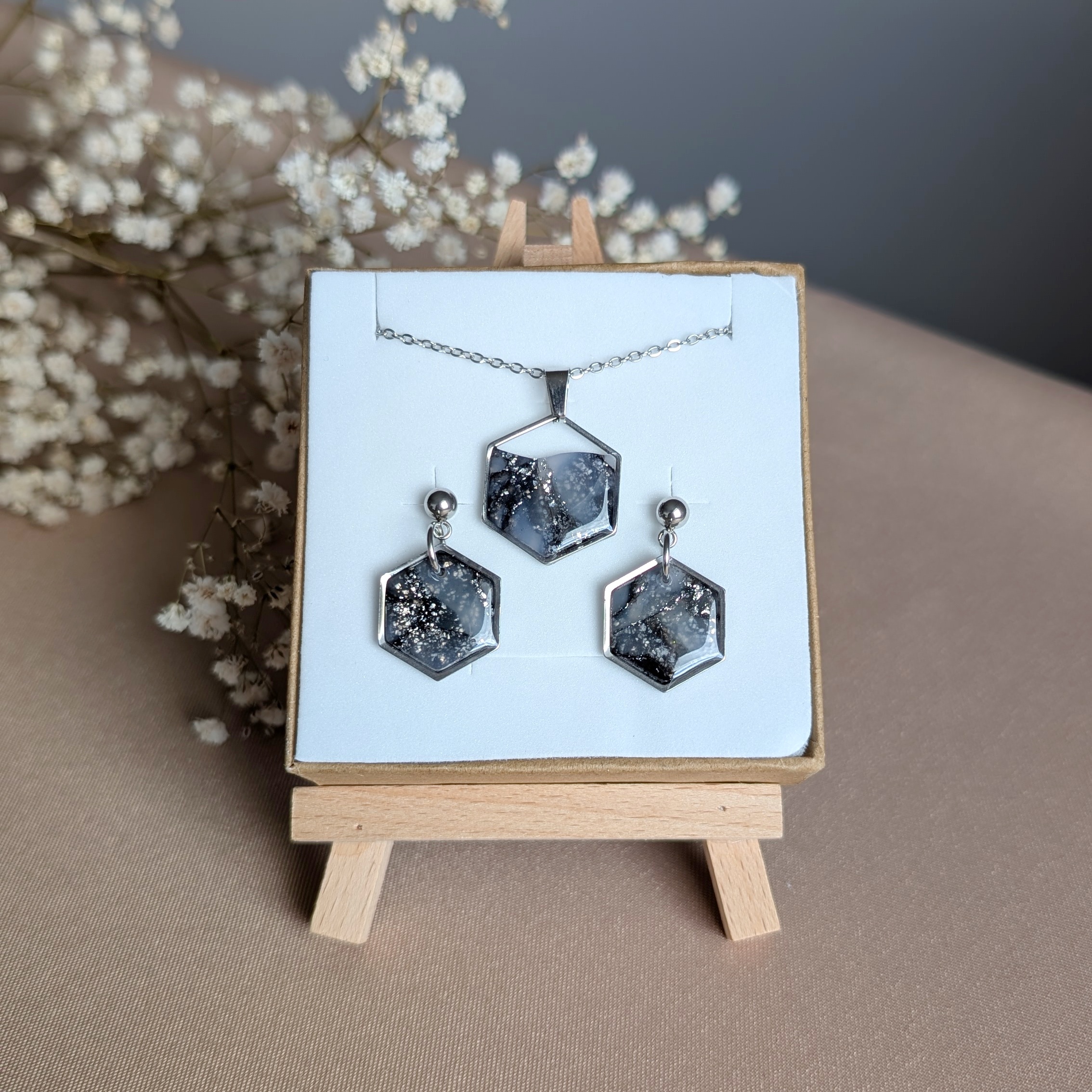 Czarno-srebrny komplet