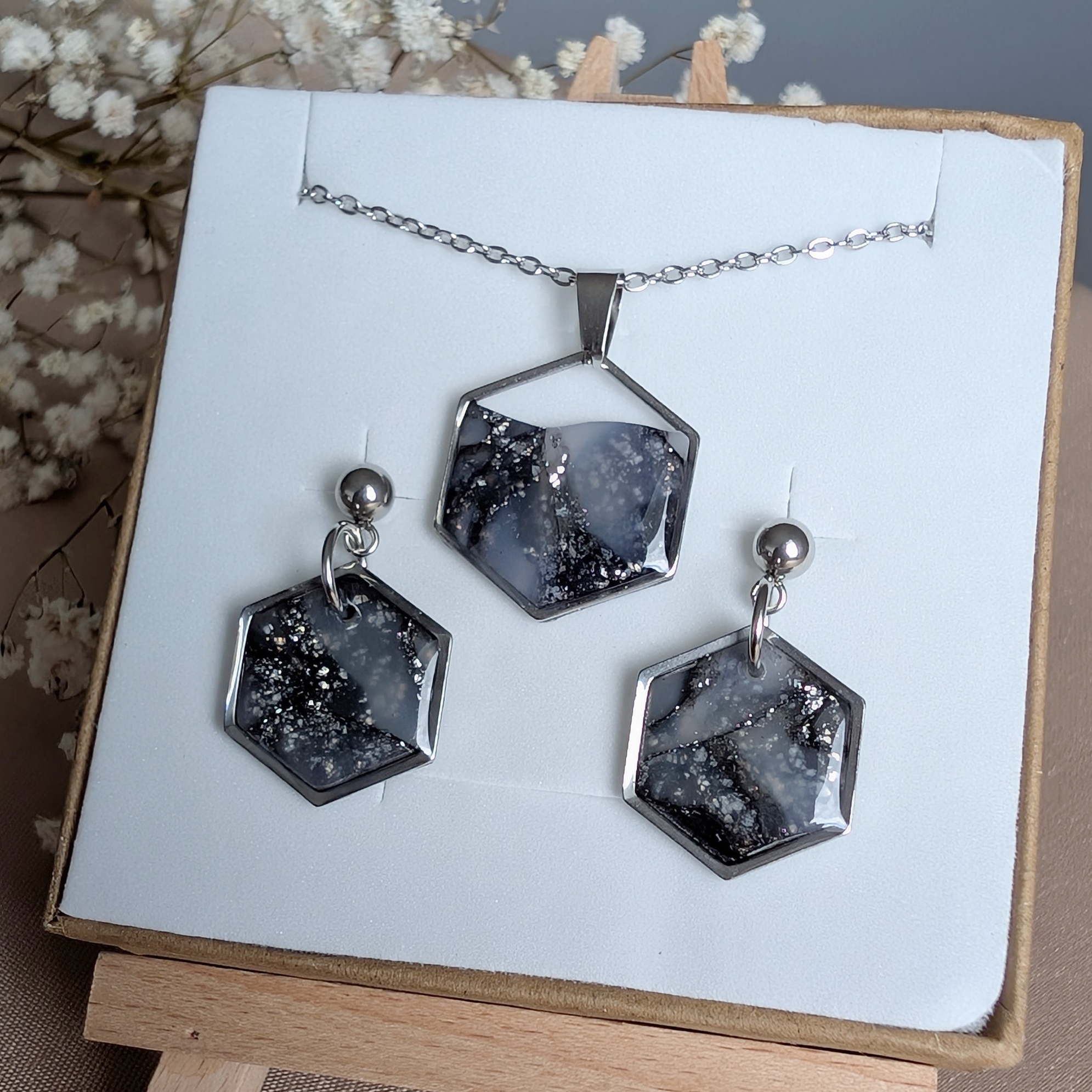 Czarno-srebrny komplet - obrazek 2