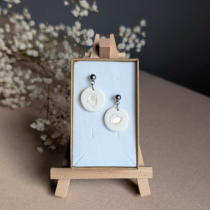 Perłowy sen - Ręcznie robione kolczyki z modeliny