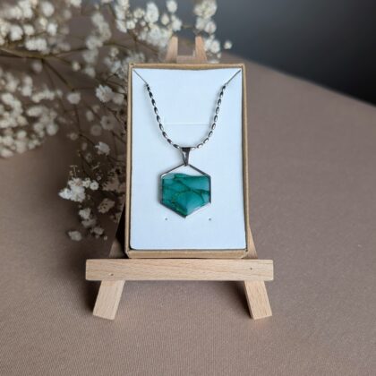 Zielony marmurek, zawieszka - Ręcznie robiona biżuteria z modeliny