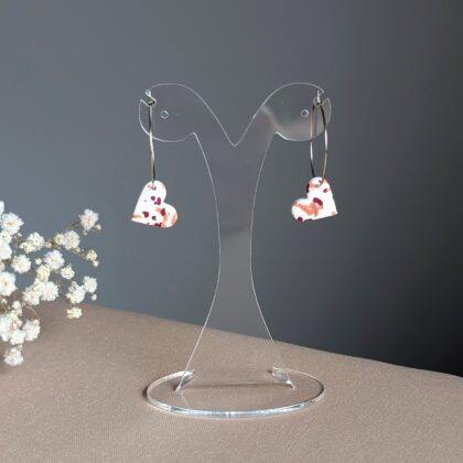 Serduszka terrazzo wiszące - Ręcznie robione kolczyki z modeliny