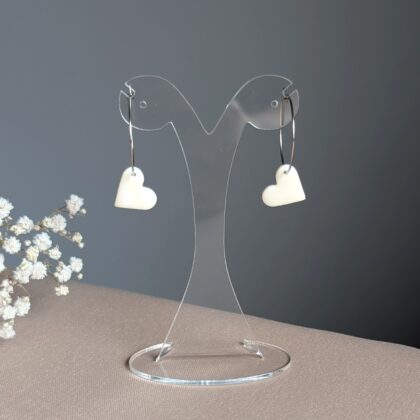 Serduszka z niebieskim blaskiem, wiszące - Ręcznie robione kolczyki z modeliny