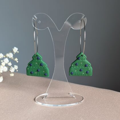 Choinki na kołach - Ręcznie robione kolczyki z modeliny