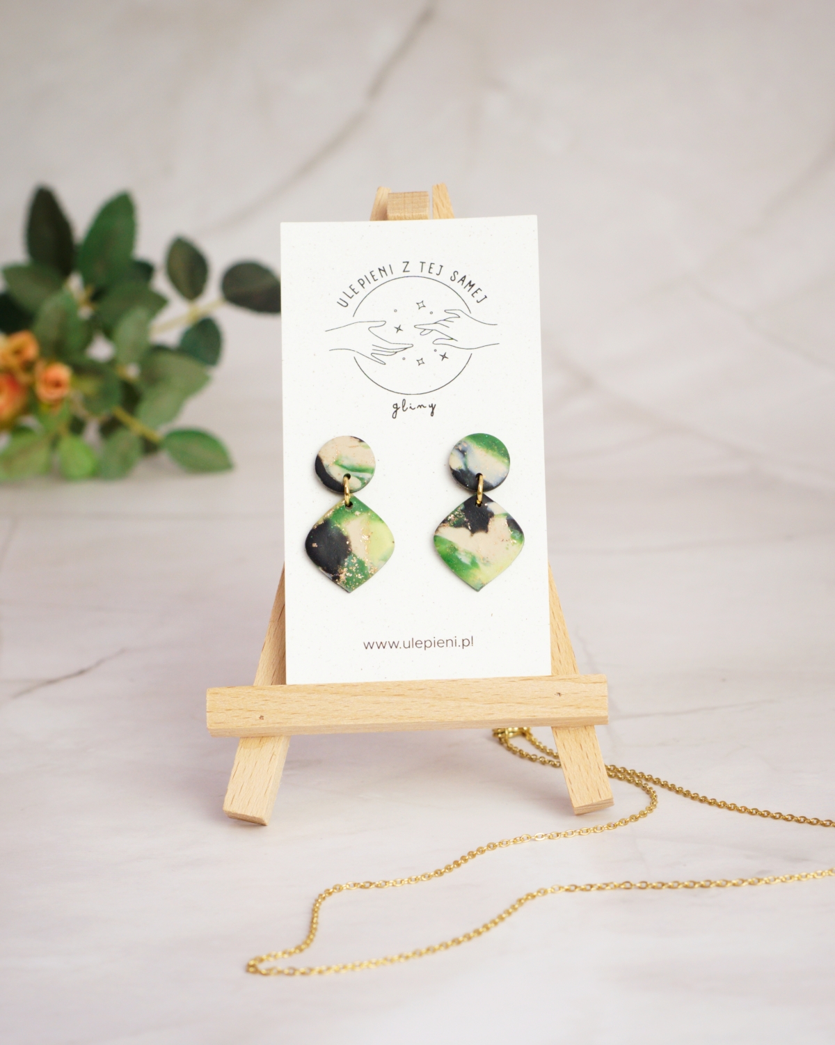 Wiszące kolczyki z mini kolekcji "Dżungla" - Diamenty