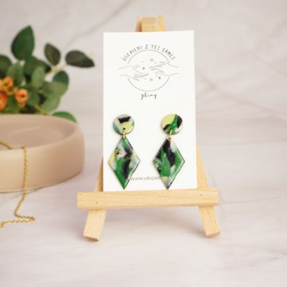 Wiszące kolczyki z mini kolekcji "Dżungla" - Romby